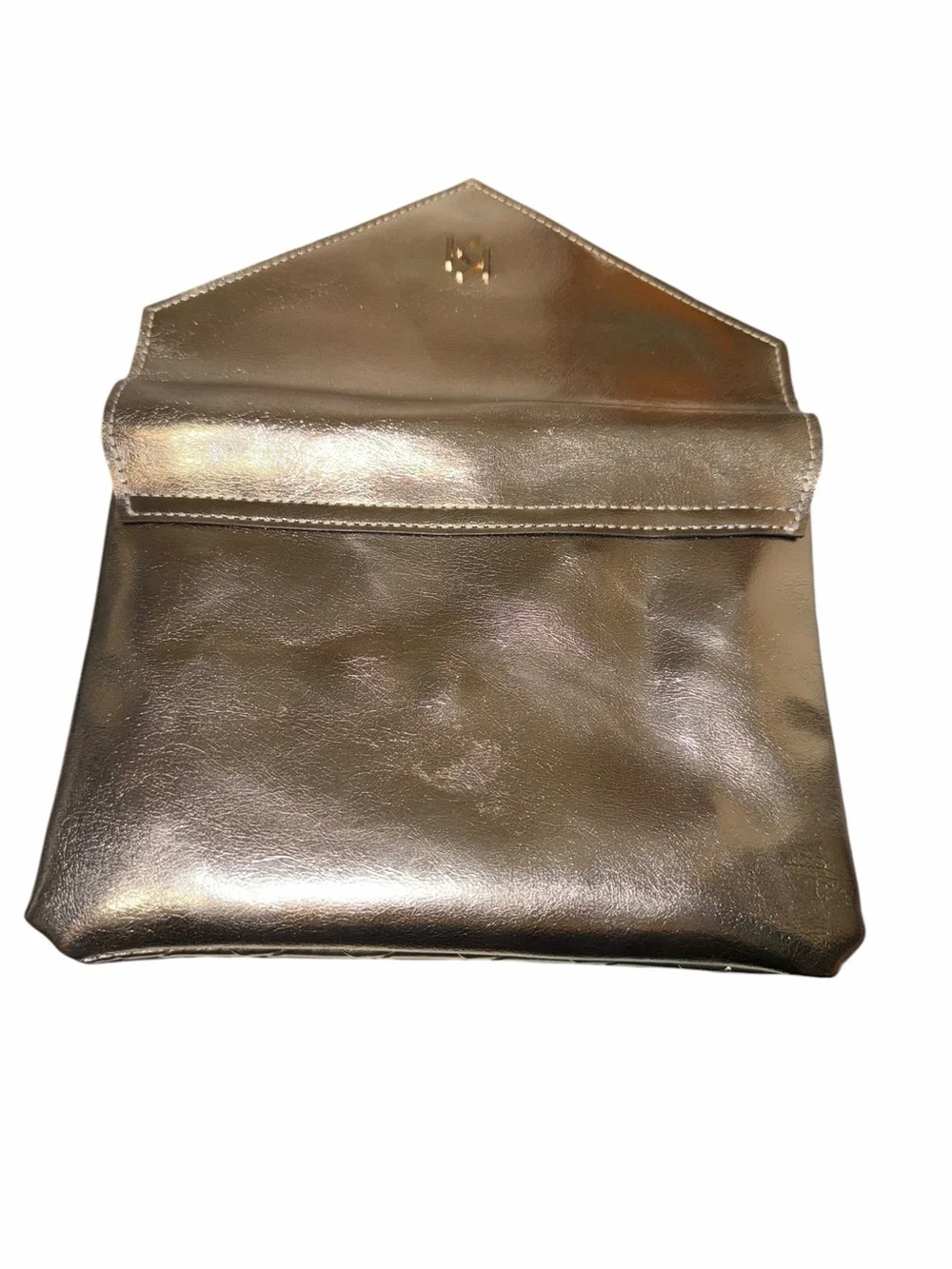 Metallic Woven Envelope Clutch - Gold